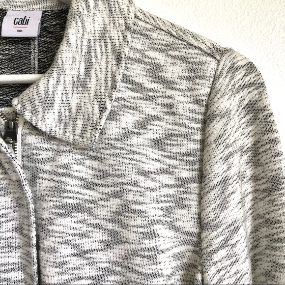Cabi Neo Gray / White Heathered Knit Moto Jacket | Style #5102 Size Small - Picture 3 of 11